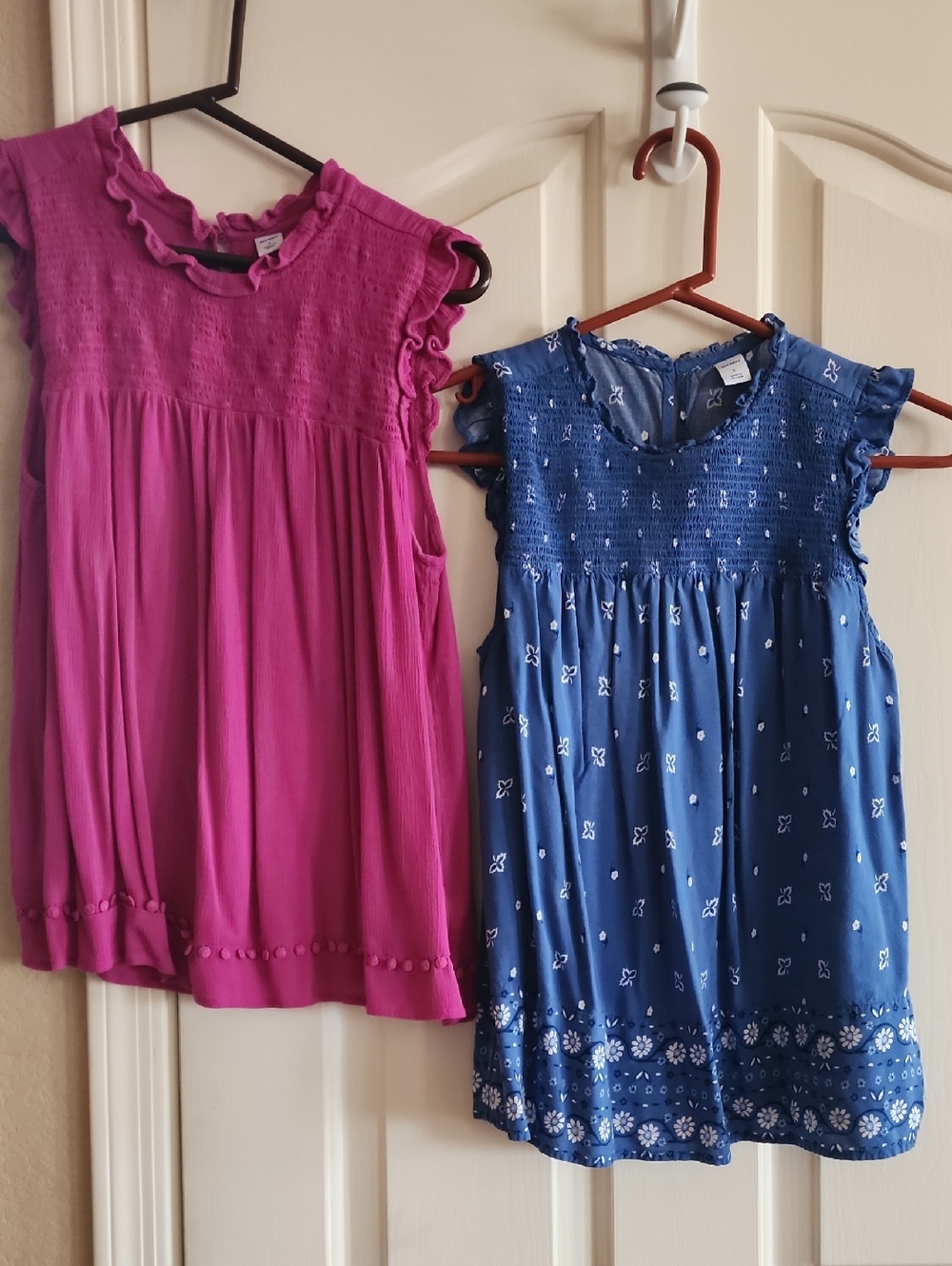 Women's Pink & Blue Ruffle Sleeve Tunics